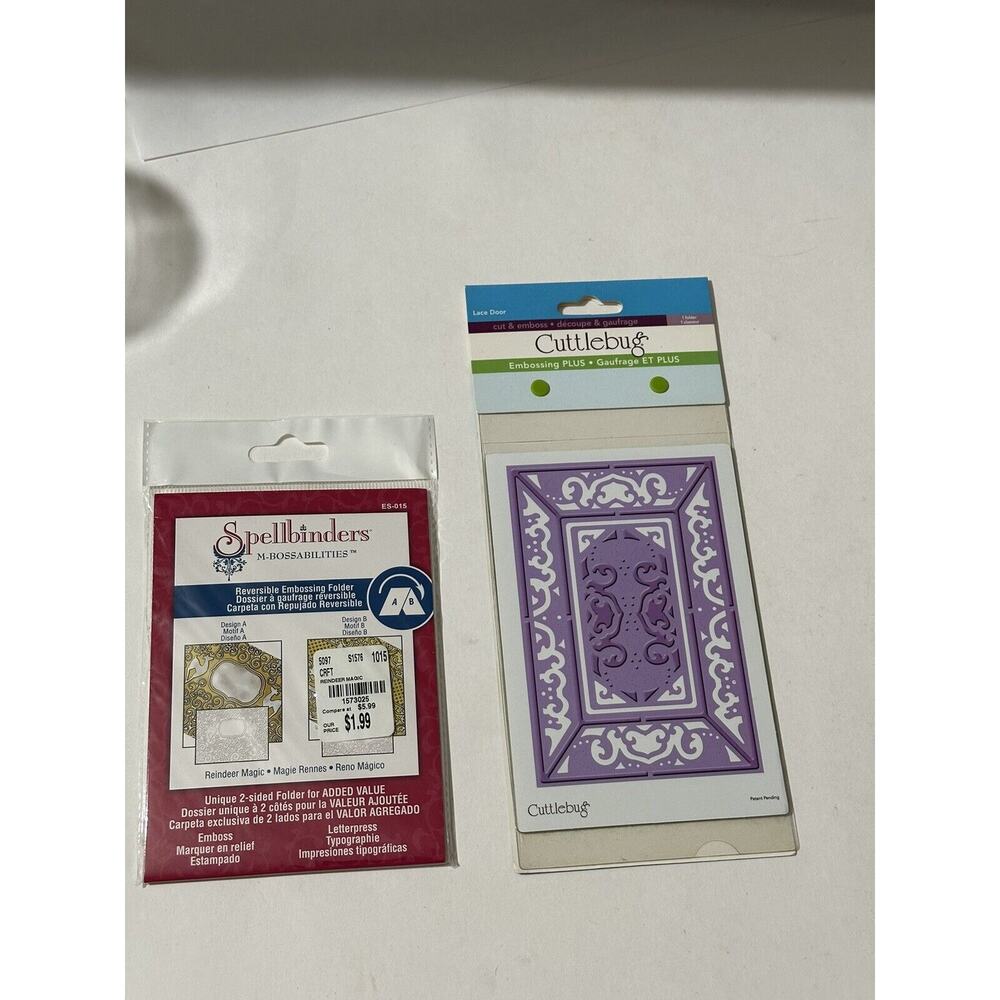Cuttlebug LACE DOOR Embossing PLUS Folder Cut &‎ Emboss Card + Reindeer Folder